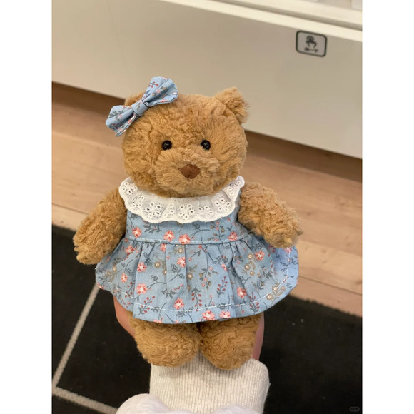 Bartholomew bear cute custom clothes outfits - blue floral dress (Tiny) - Picture 1 of 2